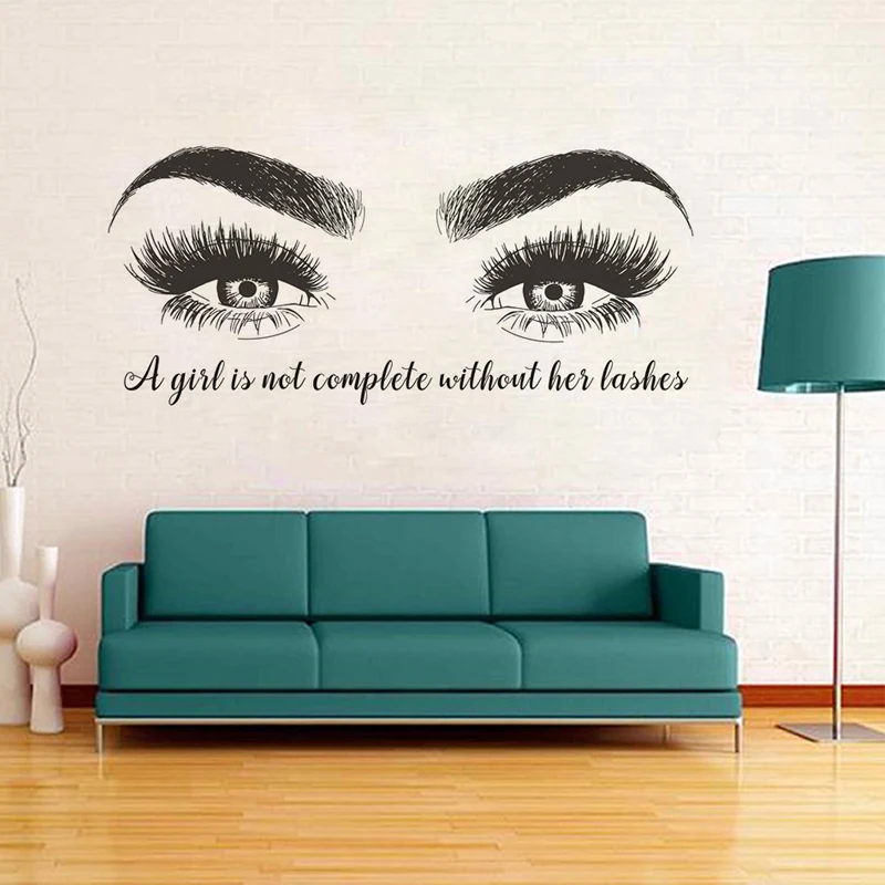 

Custom Text Wall Sticker Beauty Salon Vinyl Decal Eyebrows Girls Room Decoration Beautiful Eyelashes Brows Lshaes Art Mural