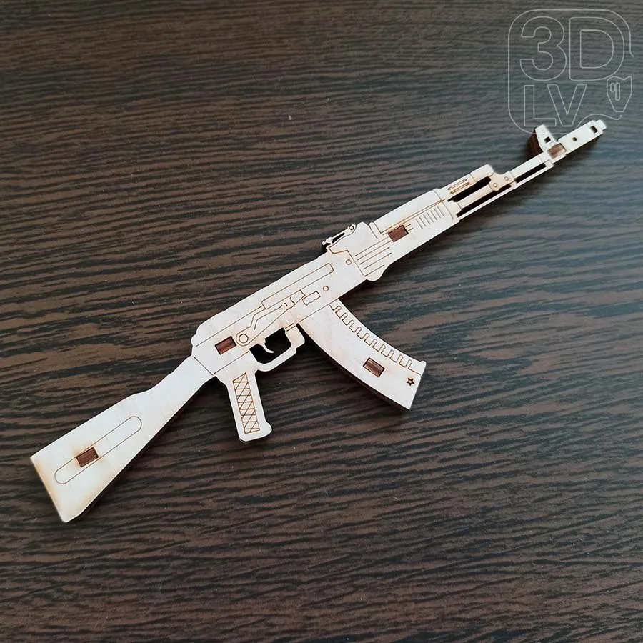 Игрушечный автомат калашникова из дерева как чертеж