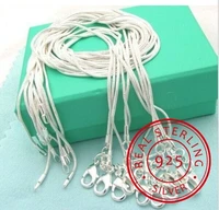 10pcslot promotion wholesale 925 sterling silver necklace silver fine jewelry snake chain 1mm necklace 16 18 20 22 24