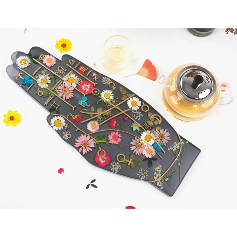 

87HC Palmistry Constellation Tray Epoxy Resin Mold Coaster Serving Plate Silicone Mould DIY Crafts Decorations Casting Tool