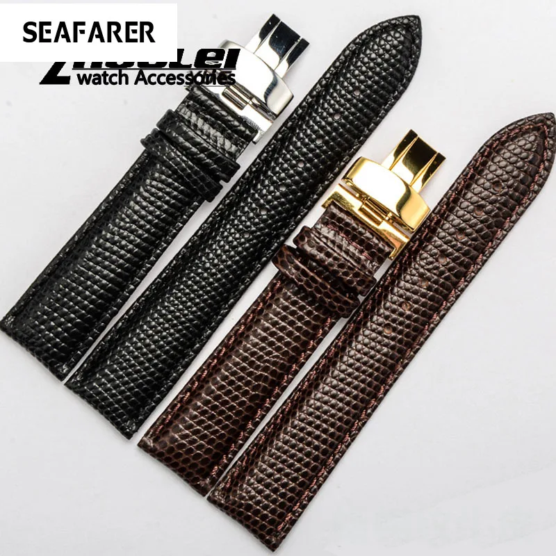 

Lizard Pattern Cow Genuine Leather Watchband 12/14/16/18/20/21/22/24mm Watch Steel Folding Buckle Band Strap Wrist Belt Bracelet