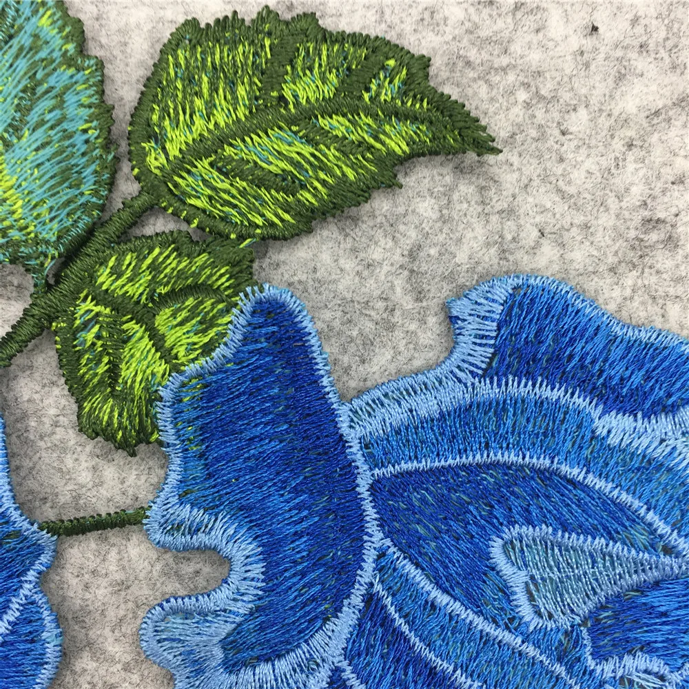 Высококачественный синий цветок для шитья одежды аппликация мотив блузка