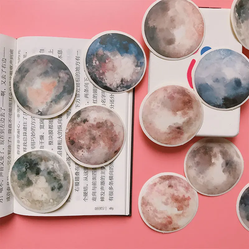 11 шт./пакет Винтаж круглое лунное ожерелье с акварелью Стикеры DIY ремесло