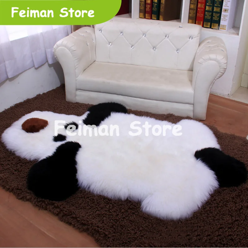 Черный белый Овчина Шерсть ковер из искусственного меха коврик ворсистый