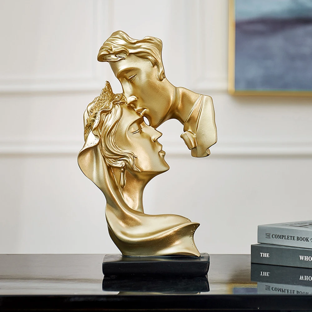 

Affectionate Kiss Sculpture Abstract Office Desk Decoration Nordic Resin Couple Model Home Decor Meditation Nordic Decoration