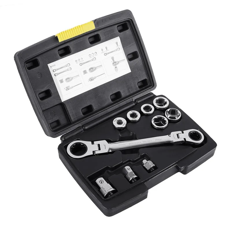 

Бытовой многофункциональный передвижной торцевой ключ с храповым механизмом, комбинация 6-19 мм, Универсальный Регулируемый набор инструме...