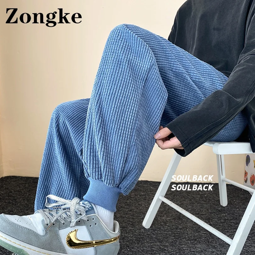 

Zongke Casual Corduroy Pants Men Clothing Mens Pants Fashion Mens Joggers M-2XL 2022 Spring New Arrivals