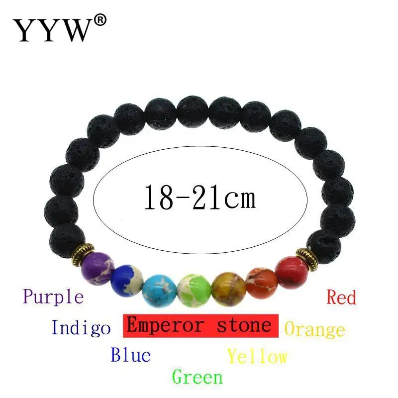 Модный женский браслет из лавы разноцветные Круглые бусины натурального камня