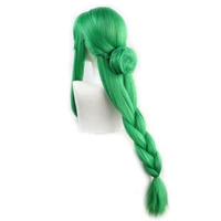 genshin impact cosplay baizhu wig removable bun baishu green 90cm long braided ponytail heat resistant role play hair