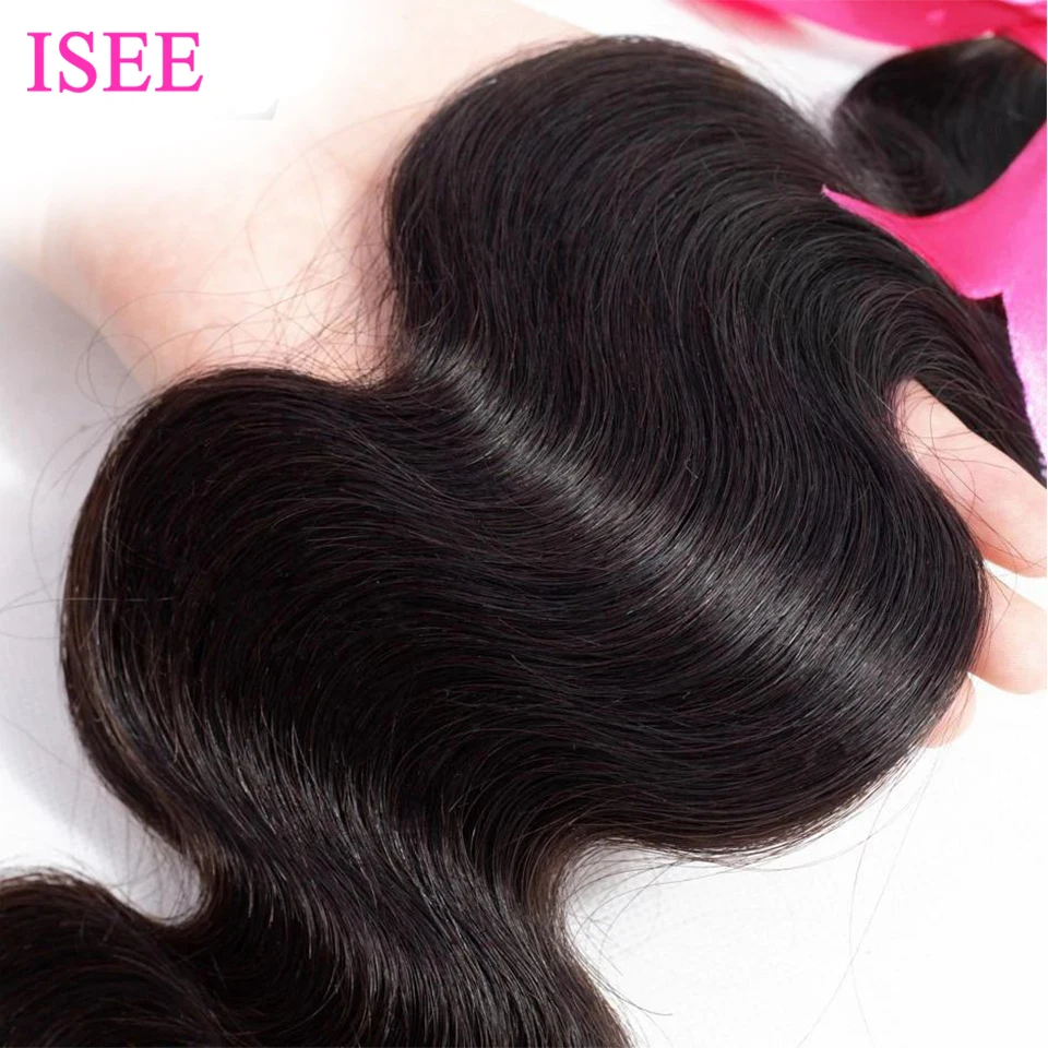 Волосы ISEE перуанские человеческие волнистые пучки волос 100% Реми наращивание