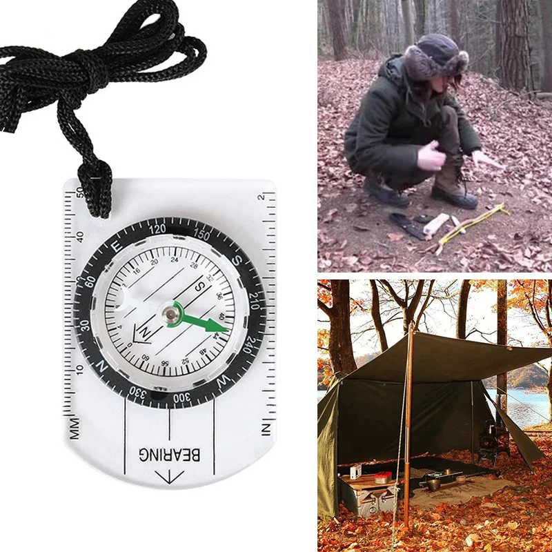 

Outdoor Camping Hiking Compass Transparent Plastic Compass Proportional Footprint Travel Military Compass Navigation Tools
