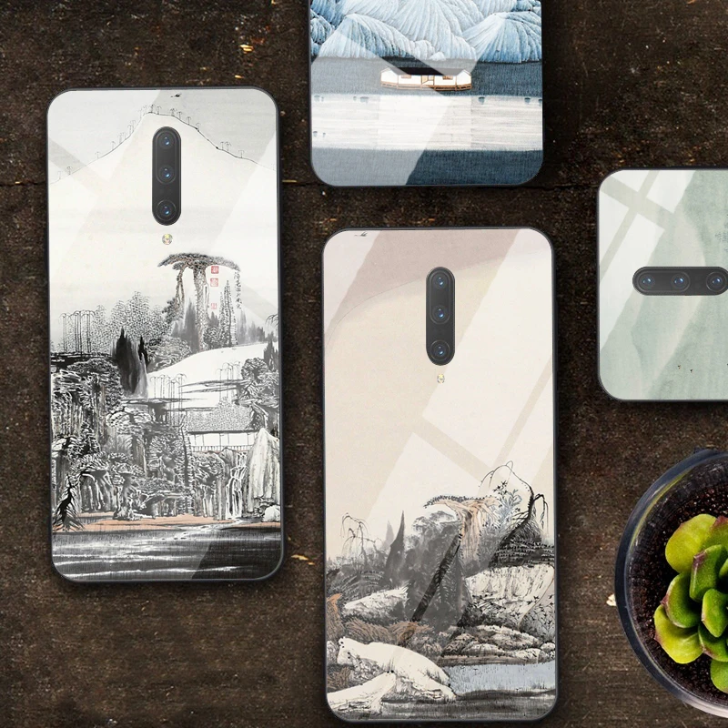 Phone Case For OnePlus 7 pro 6T 6 5T 5 TPU Cover with Printed Tempered Glass |