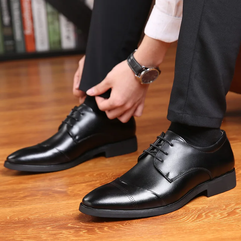 

GZM Men's Leather Casual Shoes Business Formal Casual Men's Shoes Breathable Abrasion Resistant Men's Leather Shoes