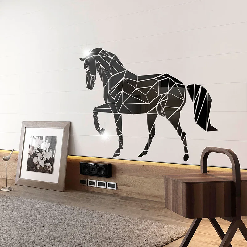 

Geometric Horse Wall Stickers Acrylic Mirror Stickers Living Room Bedroom Children's Room Sofa Background Wall Decoration