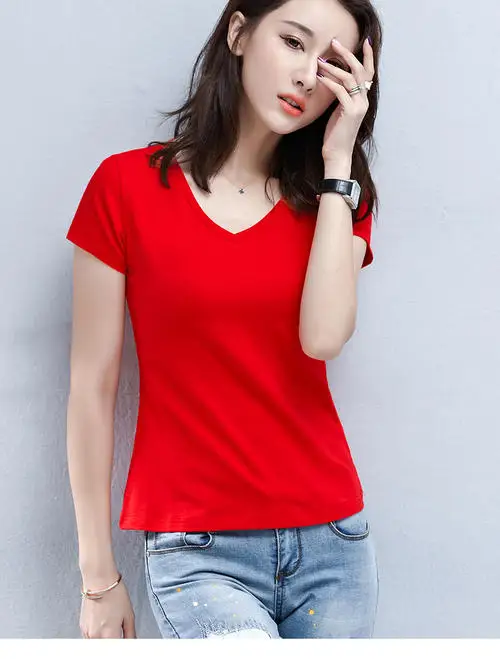 

T Shirt Women Clothes 2020 Fashion Tee Top Fashion Cotton Ladies Tee Shirt Red