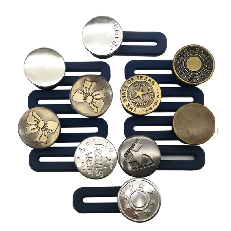 

10pcs Sewing Buttons Adjustable Disassembly Retractable Jeans Waist button Metal Extended Buckles Pant Waistband Expander