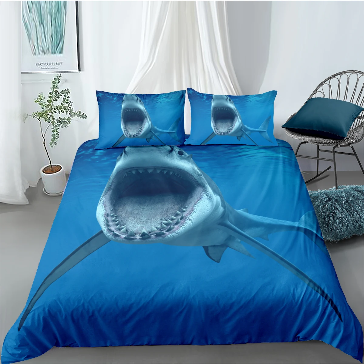 

Комплекты постельного белья с 3D синим пододеяльником, с морскими животными, наволочки для подушек, постельное белье King, Queen, Super King, Twin, размер...