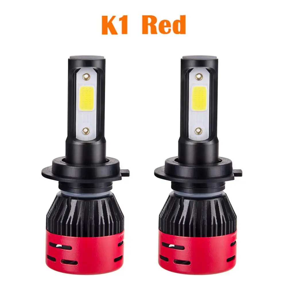 K1 Red Светодиодный H7 H4 H1 H11 H8 Автомобильная Лампа 6000K лампа 9005 9006 HB3 HB4 12V 24V K Серия COB/1860 чип люсис привело Para Авто ампулы светодиодный Voiture - Испускаемый цвет: K1 Red