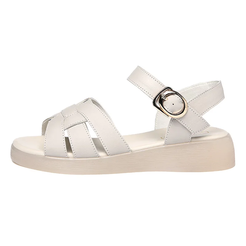 

Сандалии на танкетке с открытым носком, однотонная обувь на плоской подошве с пряжкой, женская обувь на платформе