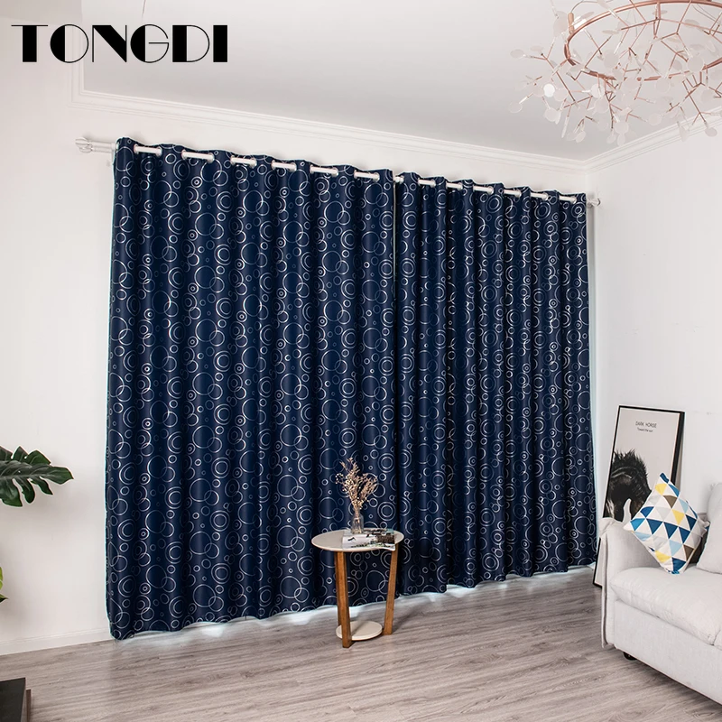 Светонепроницаемые занавески TONGDI Блестящие Серебряные Элегантные Круглые узоры
