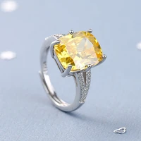 newest luxury wedding ring for women big yellow cubic zirconia shiny crystal paved charm engagement rings jewelry accessories