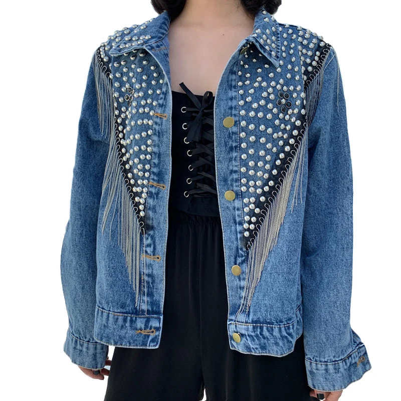 Chaquetas Mujer осень 2020 уличная черная короткая джинсовая куртка для женщин ручная