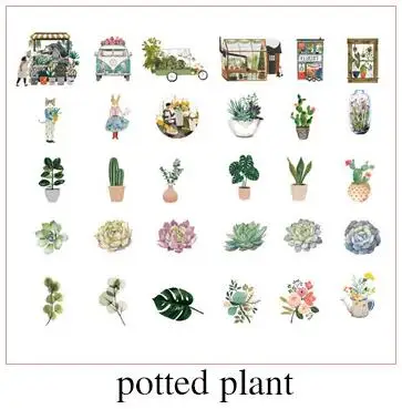 potted plant 30 шт./упак. HD серной кислоты Бумага прозрачный Kawaii пуля журнал Стикеры одежда с принтом в виде собак Cat горшечные растения Еда для девочек школьные канцелярские принадлежности - Цвет: potted plant