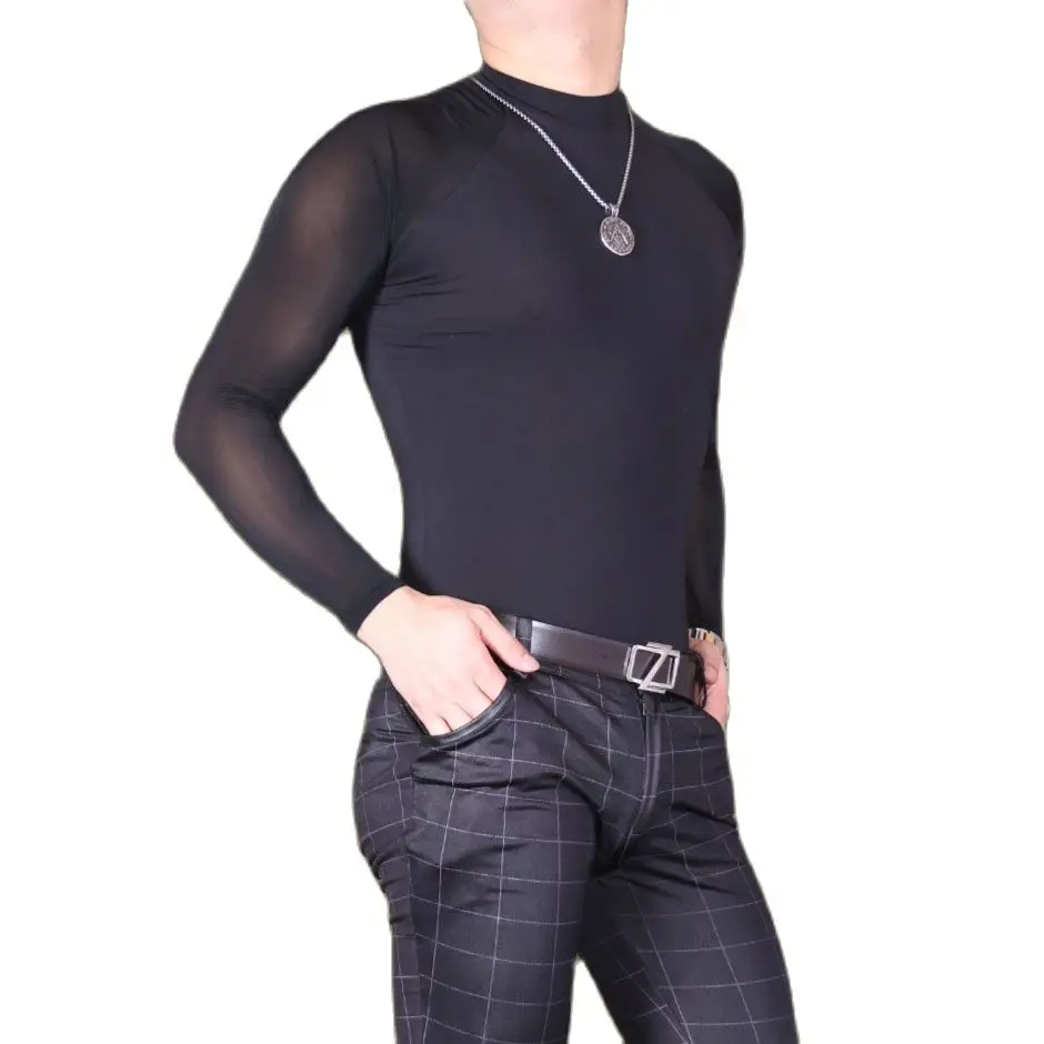 Прозрачные сексуальные боди из модала и шелка со льдом черные футболка с длинным