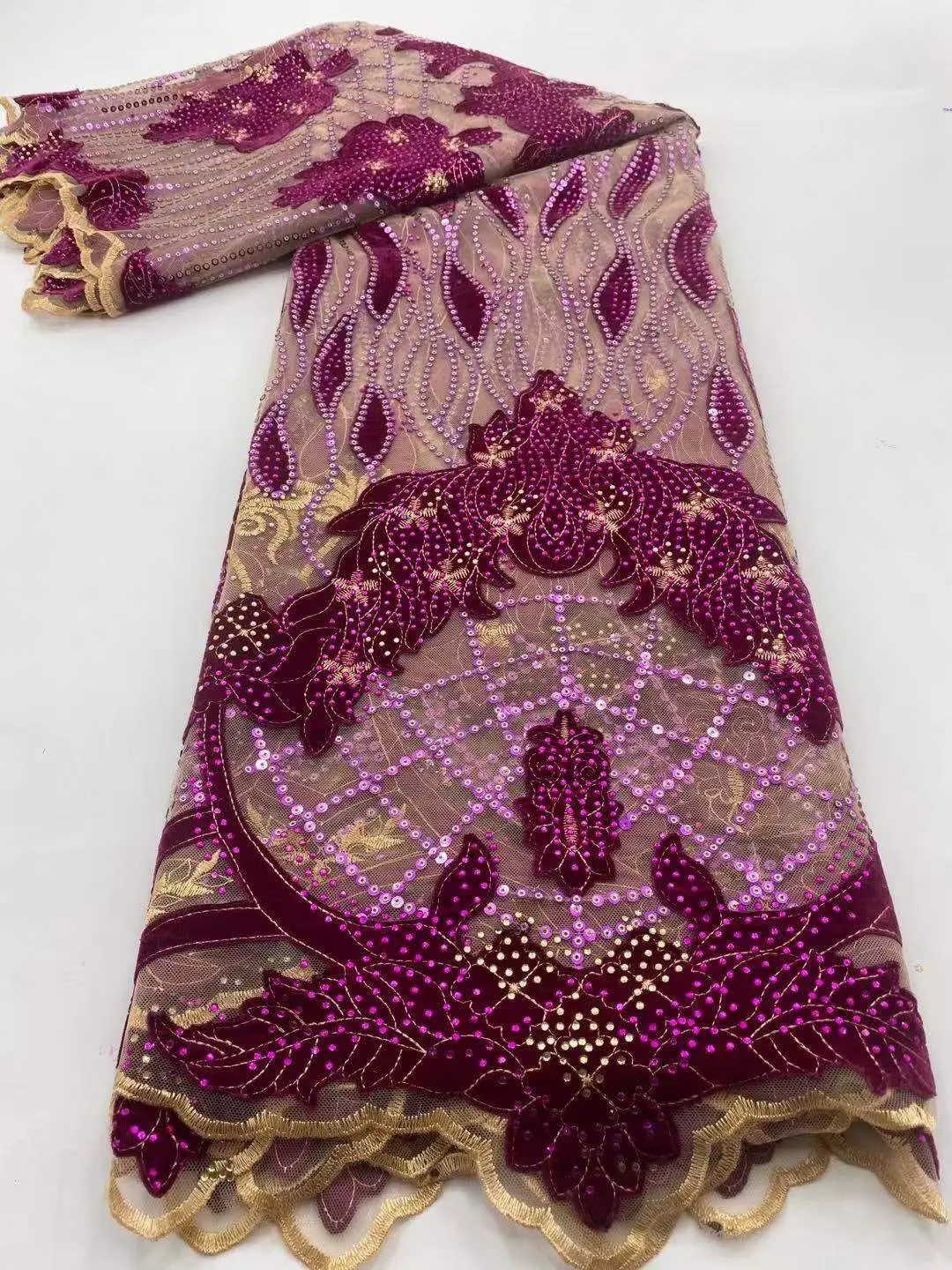 Бархатная нигерийская кружевная вышивка красный цвет Африканский французский