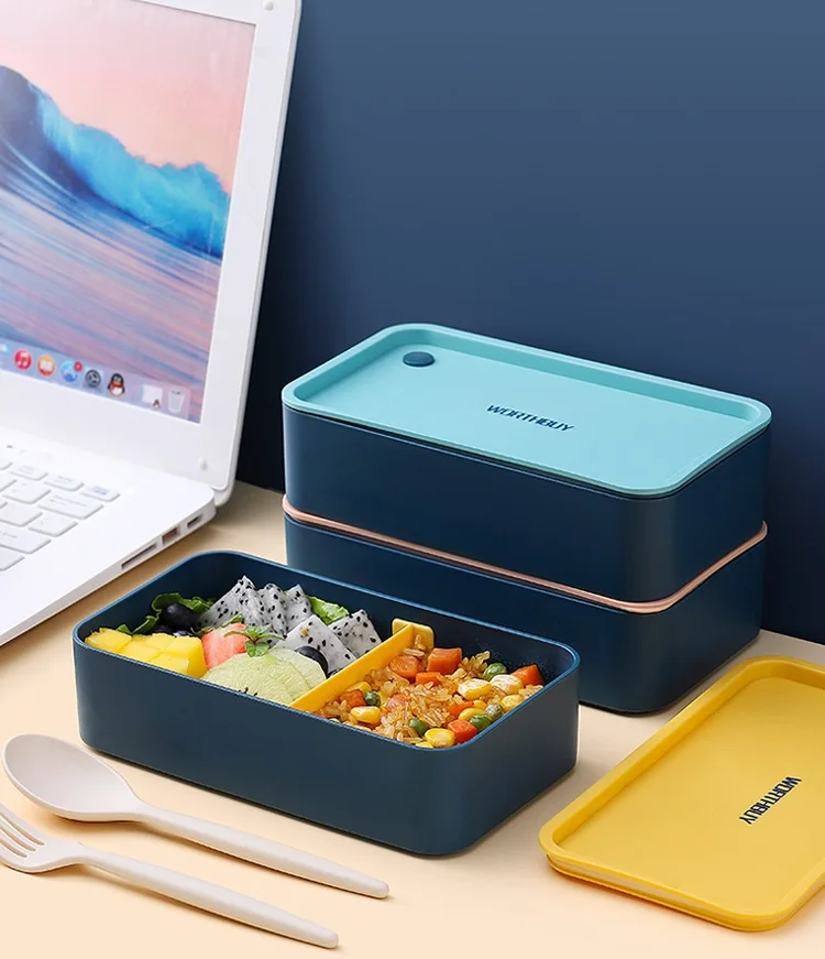 

Japanese-Style Children's Portable Plastic Lunch Box Office Worker Heated Lunch Box Fruit Salad Container Detachable Compartment