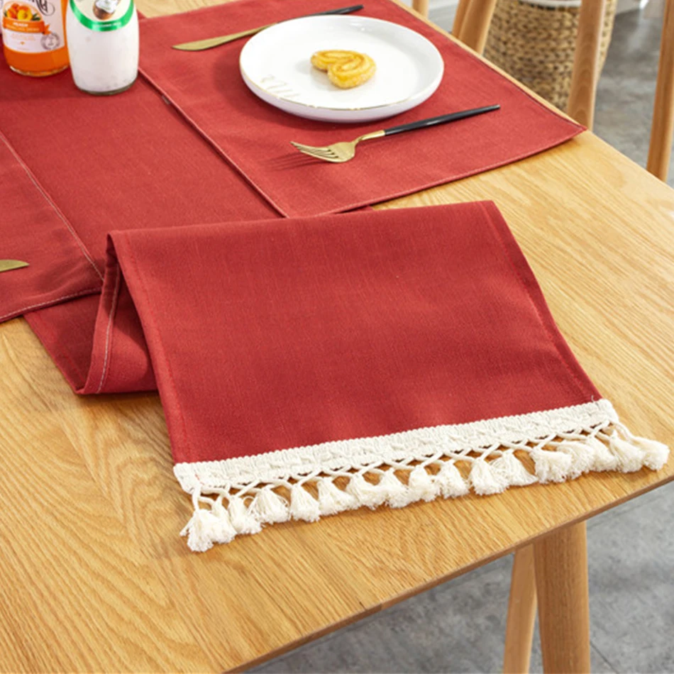 

Modern Table Runner, Waterproof Placemat Tablecloth, Lace Tassel Table Runner,Table Decoration and Accessories,Wedding deco