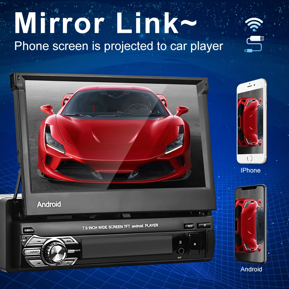 Автомагнитола AMPrime 1 Din на Android с сенсорным экраном 7 дюймов автомобильный