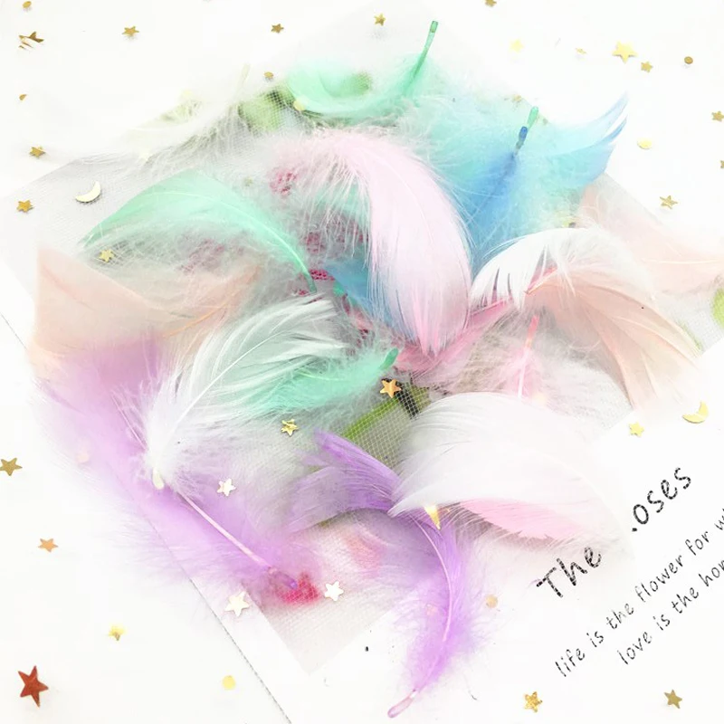 

Natural Goose Feathers Plumes 4-8cm Colourful Swan Feather Plume for Home Decoration Craft DIY Wedding Jewelry Accessories 100pc