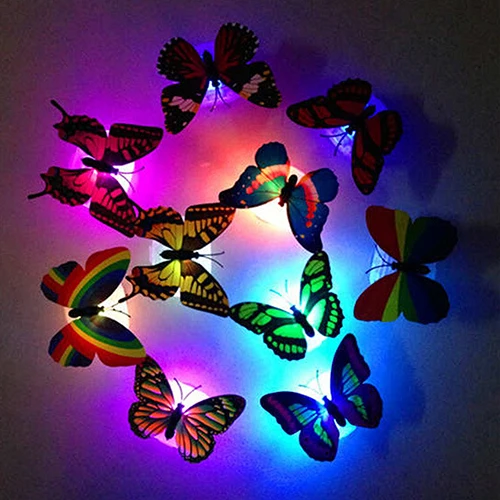 1/6/10 linda mariposa luz Night na LED cambio светодиодный color hermosa decorar of pared 1pc 7 Color Drop shipping|Статуэтки и