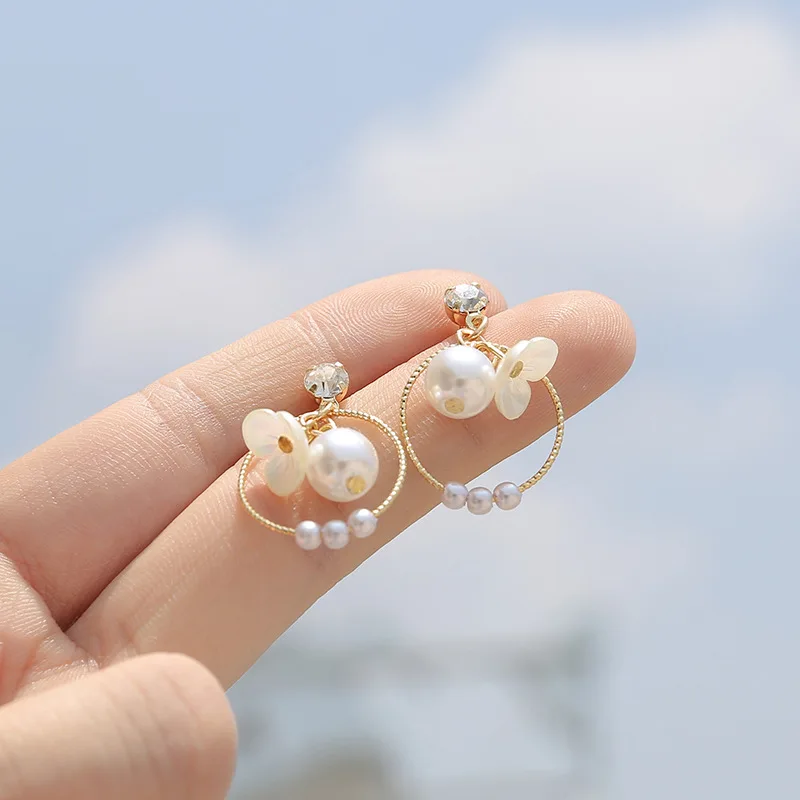 Модные хрустальные серьги-гвоздики невесты в виде ракушки цветок женские серьги