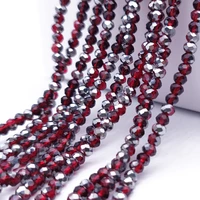 2 3 4 6 8mm faceted red plated glass beads round crystal loose beads for jewelry making accessories necklace bracelet diy
