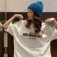 casual loose fashion basic letter printed all match oversize college wind street hot sale women female short sleeve top t shirts