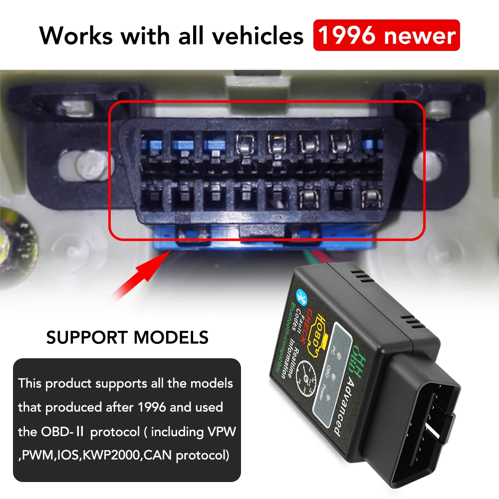 Автомобильный диагностический инструмент ELM327 OBD2 OBDII совместимый с Bluetooth для Lada Gas