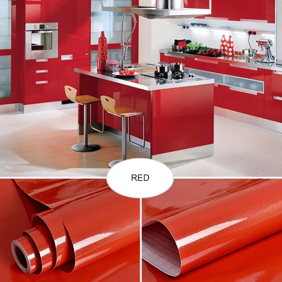 

Wokhome Solid Color Self Adhesive Vinyl Wallpaper Waterproof Film Oil-proof wall Stickers Kitchen Cabinet DIY Renovation Sticker