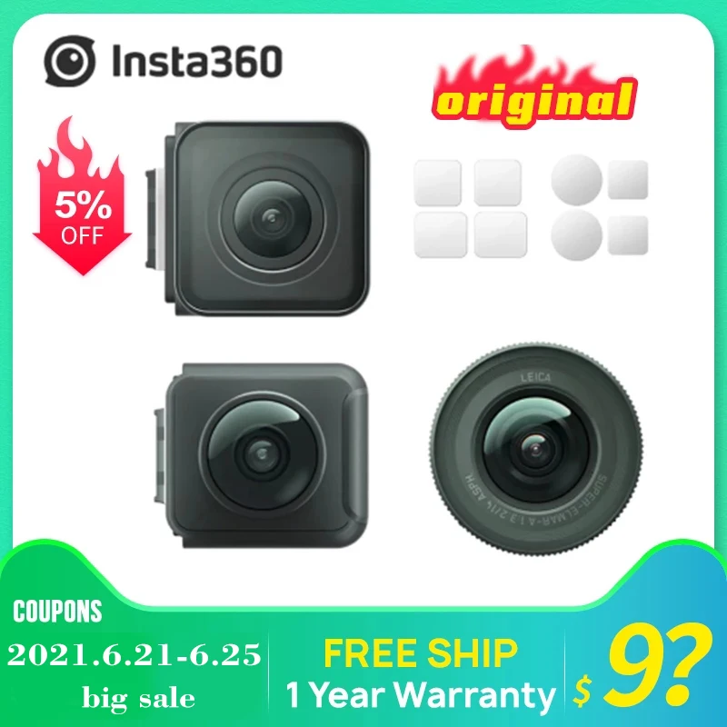 Оригинальная Спортивная камера Insta360 ONE R 4k с двумя объективами мод 360 1 дюйм мовый