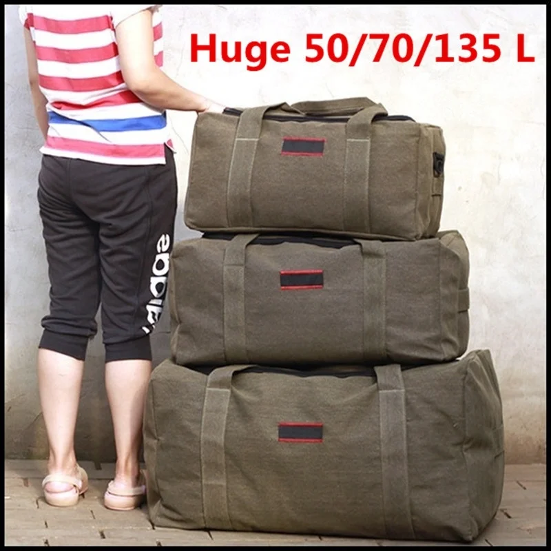 Large Capacity Canvas Travel Luggage Bag Outdoor Travel Duffle Bag