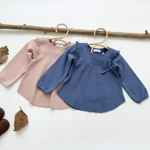 Свитер вязаный для новорожденных девочек, с бантом