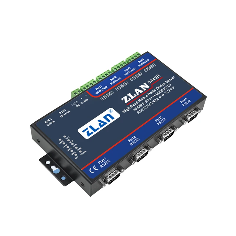 ZLAN5443H 4 последовательный порт RS232 RS485 RS422 к Ethernet TCP IP конвертер серверное устройство