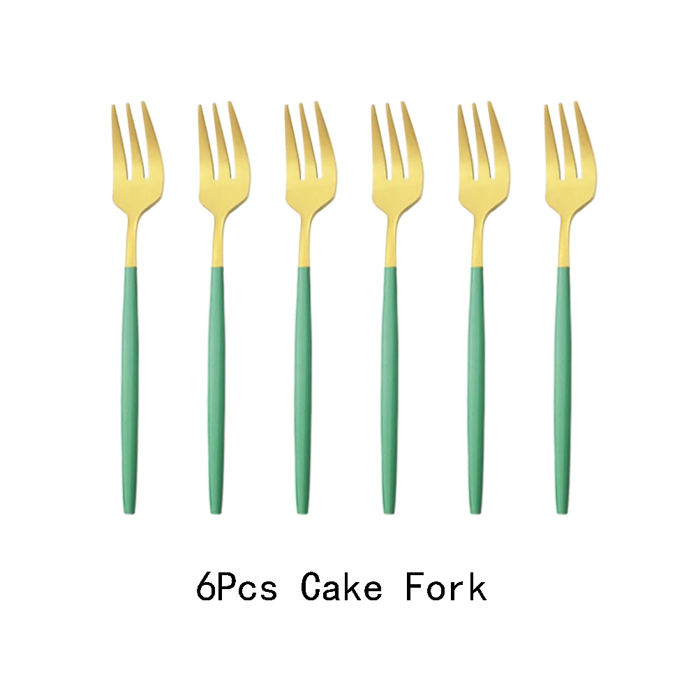 

6Pcs Matte Stainless Steel Cutlery Set Coloful Fork Tea Cake Snack Forks Dinnerware Tableware Dessert Fruit Fork Silverware Set