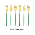 Набор столовых приборов из матовой нержавеющей стали, 6 шт., разноцветные вилки, чайные пирожные вилки для закусок, столовые приборы, Десертные Вилки для фруктов набор серебряных изделий