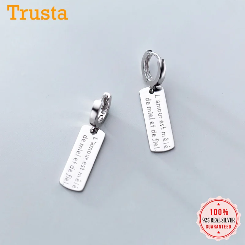 Женские Геометрические прямоугольные серьги кольца Trustdavis 100% Стерлинговое