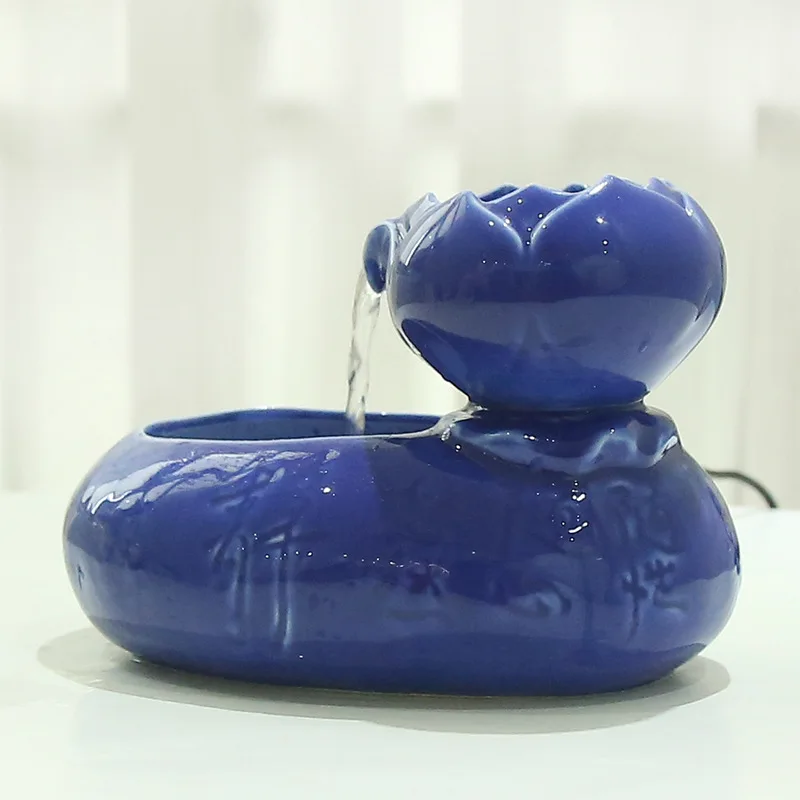 blue Электрический креативный керамический питьевой фонтан для кошек собак поилка Автоматическая кошка разливной автомат для воды товары для домашних животных - Цвет: blue