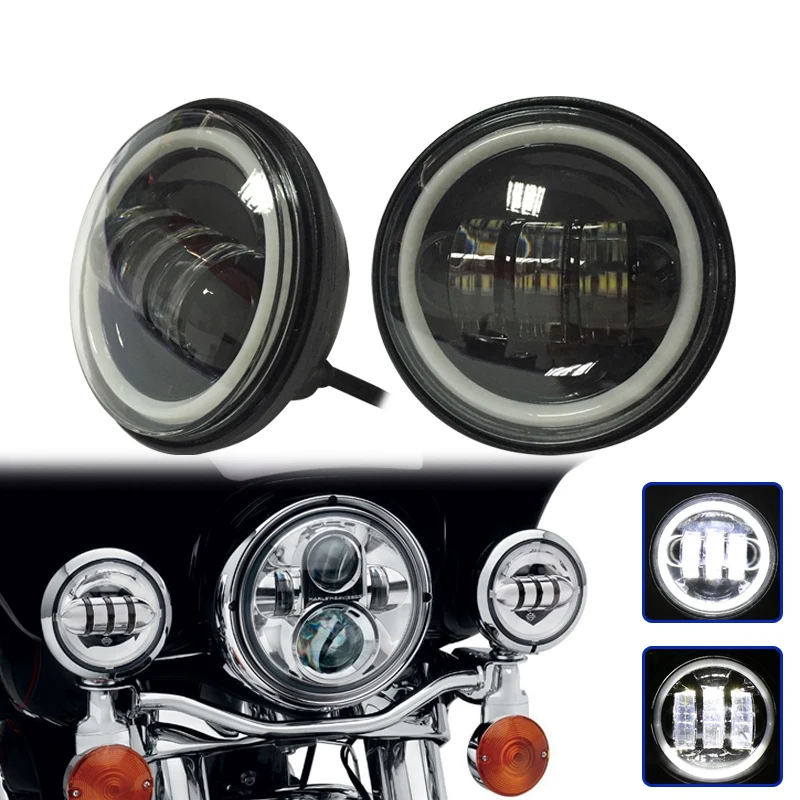2 Pcs4-1/2 дюйма 4,5 дюйма прохождение света Drl светодиодные противотуманные фары для Мотоциклов Harley-Davidson вспомогательная лампа для мотоцикла Pro