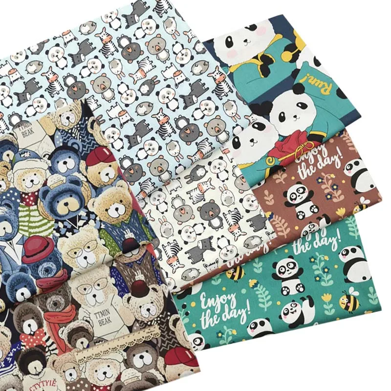 

100% Cotton Twill Fabric Cartoon Color Bear Panda Zabra for DIY Kid Cushion Clothes Patchwork Home Decoration Craft Quilt Tissue