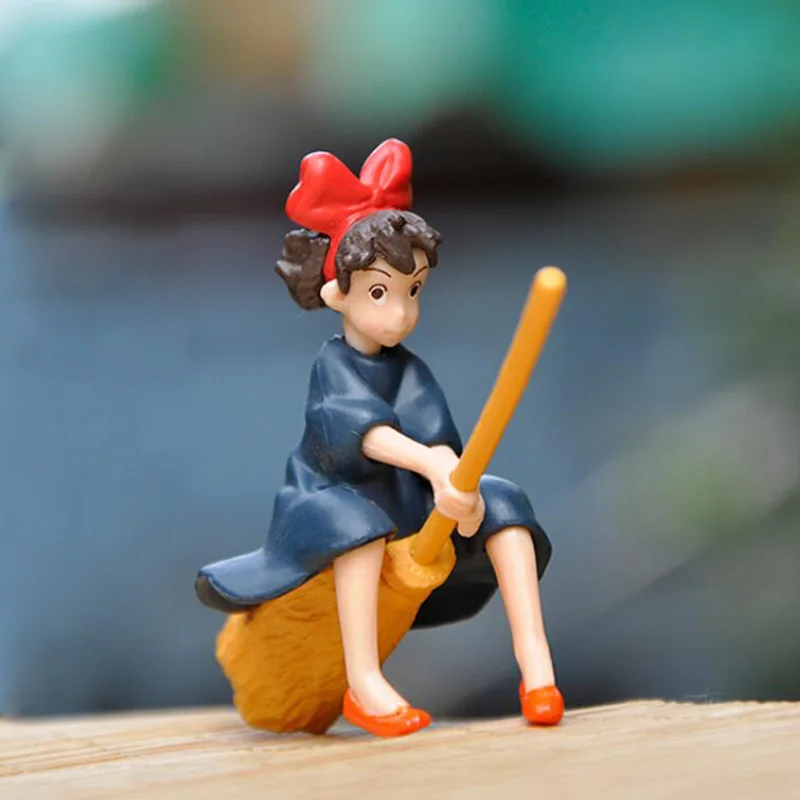 

Hayao Miyazaki Kiki's Delivery Service Japanese Magic Girl Fairy Garden House Kiki Sit On The Broom To Fly Landscape Home Decor